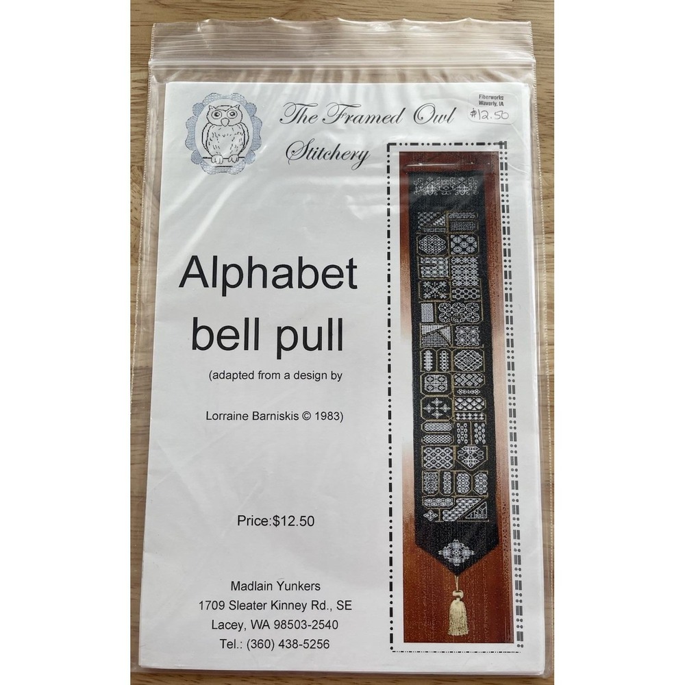 The Framed Owl Stitchery Alphabet Bell Pull Chart‎ Pack